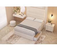 Somnior Chambery Plush Velvet Hybrid Pocket Sprung Orthopaedic Divan Bed Set With 2 Drawers & Upholstered Headboard In Ivory Ivory