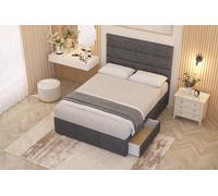 Somnior Chambery Plush Velvet Hybrid Pocket Sprung Orthopaedic Divan Bed Set with 2 Drawers & Upholstered Headboard in Charcoal | Size: Double