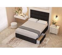 Somnior Chambery Plush Velvet Midnight Pocket Sprung Divan Storage Bed with 4 Drawers & Headboard in Black | Size: King
