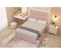 Somnior Chambery Plush Velvet Midnight Pocket Sprung Divan Storage Bed with 4 Drawers & Headboard in Pink | Size: Small Double