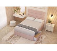 Somnior Chambery Plush Velvet Midnight Pocket Sprung Divan Storage Bed with 4 Drawers & Headboard in Pink | Size: Small Double Somnior Pink Small Double