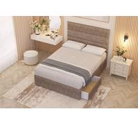 Somnior Chambery Tweed Fabric Hybrid Pocket Sprung Orthopaedic Divan Bed Set With 2 Drawers & Upholstered Headboard In Brown Brown