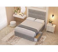 Somnior Chambery Tweed Fabric Hybrid Pocket Sprung Orthopaedic Divan Bed Set with 2 Drawers & Upholstered Headboard in Grey | Size: Single Somnior Grey Single
