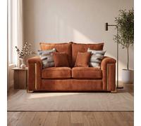 Somnior Deco Arch 2 Seater Sofa Sherpa Columbus Fabric, Made in the UK in Burnt Orange