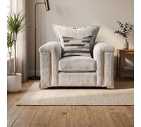 Somnior Deco Arch Armchair in Sherpa Columbus Fabric, Made in the UK in Light Grey