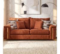 Somnior Deco Arch Sofa In Sherpa Columbus Fabric - Armchair, 2 & 3 Seater Sofa In Burnt Orange Burnt Orange