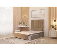 Somnior Eleanor Divan Base 2 Drawers & 54" Floor Standing Headboard Plush Velvet in Beige | Size: Super King Somnior Beige Super King