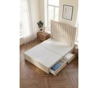 Somnior Eleanor Divan Base 2 Drawers And 54" Floor Standing Headboard Linen Fabric In Beige