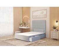 Somnior Eleanor Divan Base 4 Drawers & 54" Floor Standing Headboard Linen Fabric in Light Grey | Size: King Somnior Light Grey King