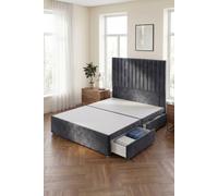 Somnior Eleanor Divan Bed 2 Drawers & 54" Floor Standing Headboard Velvet in Charcoal | Size: Small Double