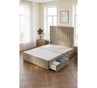 Somnior Eleanor Divan Bed 2 Drawers And 54" Floor Standing Headboard Velvet In Beige Beige