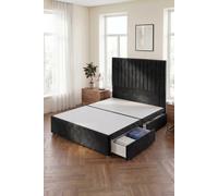 Somnior Eleanor Divan Bed 2 Drawers And 54" Floor Standing Headboard Velvet In Black Black