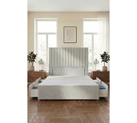 Somnior Eleanor Divan Bed 4 Drawers & 54" Floor Standing Headboard Linen in Light Grey | Size: Small Double Somnior Light Grey Small Double
