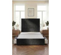 Somnior Eleanor Divan Bed 4 Drawers And 54" Floor Standing Headboard Velvet In Black Black