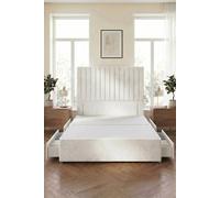 Somnior Eleanor Divan Bed 4 Drawers And 54" Floor Standing Headboard Velvet In White White