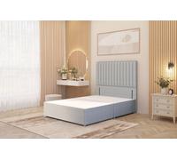 Somnior Eleanor Divan Bed Base with 54" Floor Standing Headboard Linen Fabric in Light Grey | Size: King Somnior Light Grey King