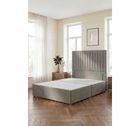 Somnior Eleanor Divan Bed Base with 54" Floor Standing Headboard Linen Fabric in Mid Grey | Size: Single Somnior Mid Grey Single