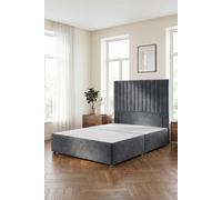 Somnior Eleanor Divan Bed Base With 54" Floor Standing Headboard Plush Velvet In Charcoal