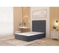 Somnior Eleanor Divan Bed Base with 54" Floor Standing Headboard Plush Velvet in Charcoal | Size: Super King Somnior Charcoal Super King