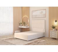 Somnior Eleanor Divan Bed Base with 54" Floor Standing Headboard Plush Velvet in Ivory | Size: King Somnior Ivory King