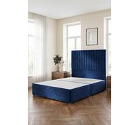 Somnior Eleanor Divan Bed Base With 54" Floor Standing Headboard Plush Velvet In Navy