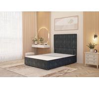 Somnior Eleanor Divan Bed Base with 54" Floor Standing Headboard Tweed Fabric in Charcoal | Size: Double Somnior Charcoal Double