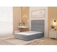 Somnior Eleanor Divan Bed Base with 54" Floor Standing Headboard Tweed Fabric in Grey | Size: Double Somnior Grey Double