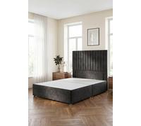 Somnior Eleanor Divan Bed Base With 54" Floor Standing Headboard Velvet In Black Black