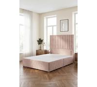 Somnior Eleanor Divan Bed Base With 54" Floor Standing Headboard Velvet In Pink Pink