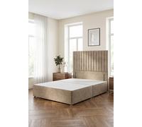 Somnior Eleanor Divan Bed With 54" Floor Standing Headboard Velvet In Beige Beige