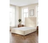 Somnior Eleanor Divan Bed With 54" Floor Standing Headboard Velvet In Ivory Ivory