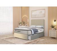Somnior Eleanor Linen 2 Drawer Divan Bed Set with Pillowtop & 54" Headboard in Beige | Size: Single