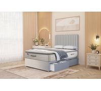 Somnior Eleanor Linen 2 Drawer Divan Bed Set with Pillowtop & 54" Headboard in Light Grey | Size: Small Single Somnior Light Grey Small Single