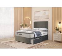 Somnior Eleanor Linen 2 Drawer Divan Bed Set with Pillowtop & 54" Headboard in Mid Grey | Size: King