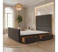 Somnior Eleanor Linen Divan Base 2 Drawers 54" Headboard & 22" Footboard in Dark Grey | Size: Small Single Somnior Dark Grey Small Single