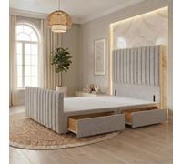Somnior Eleanor Linen Divan Base 2 Drawers 54" Headboard & 22" Footboard In Light Grey Light Grey