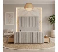 Somnior Eleanor Linen Divan Base 4 Drawers 54" Headboard & 22" Footboard In Light Grey Light Grey