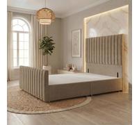 Somnior Eleanor Linen Divan Base No Drawers 54" Headboard & 22" Footboard In Brown Brown
