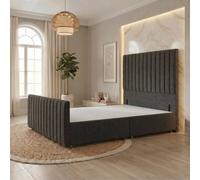 Somnior Eleanor Linen Divan Base No Drawers 54" Headboard & 22" Footboard In Dark Grey Dark Grey