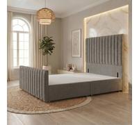 Somnior Eleanor Linen Divan Base No Drawers 54" Headboard & 22" Footboard in Silver | Size: Single