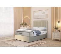 Somnior Eleanor Linen Divan Bed Set with Pillowtop Mattress & 54" Headboard in Beige | Size: Super King