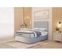 Somnior Eleanor Linen Divan Bed Set with Pillowtop Mattress & 54" Headboard in Light Grey | Size: Small Double