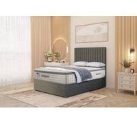 Somnior Eleanor Linen Divan Bed Set with Pillowtop Mattress & 54" Headboard in Mid Grey | Size: King