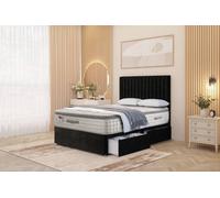 Somnior Eleanor Plush 2 Drawer Divan Bed Set With Pillowtop & 54" Headboard In Black Black