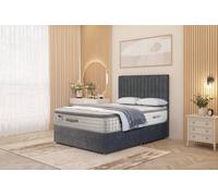 Somnior Eleanor Plush Divan Bed Set With Pillowtop Mattress & 54" Headboard In Charcoal Charcoal