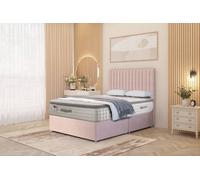 Somnior Eleanor Plush Divan Bed Set With Pillowtop Mattress & 54" Headboard In Pink Pink