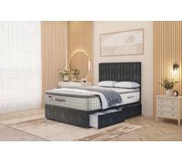 Somnior Eleanor Tweed 2 Drawer Divan Bed Set with Pillowtop & 54" Headboard in Charcoal | Size: Double Somnior Charcoal Double