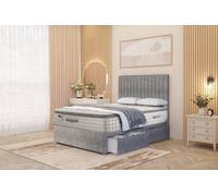 Somnior Eleanor Tweed 2 Drawer Divan Bed Set With Pillowtop & 54" Headboard In Grey