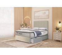 Somnior Eleanor Tweed 2 Drawer Divan Bed Set With Pillowtop & 54" Headboard In Natural Natural