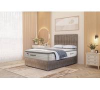 Somnior Eleanor Tweed Divan Bed Set with Pillowtop Mattress & 54" Headboard in Brown | Size: King
